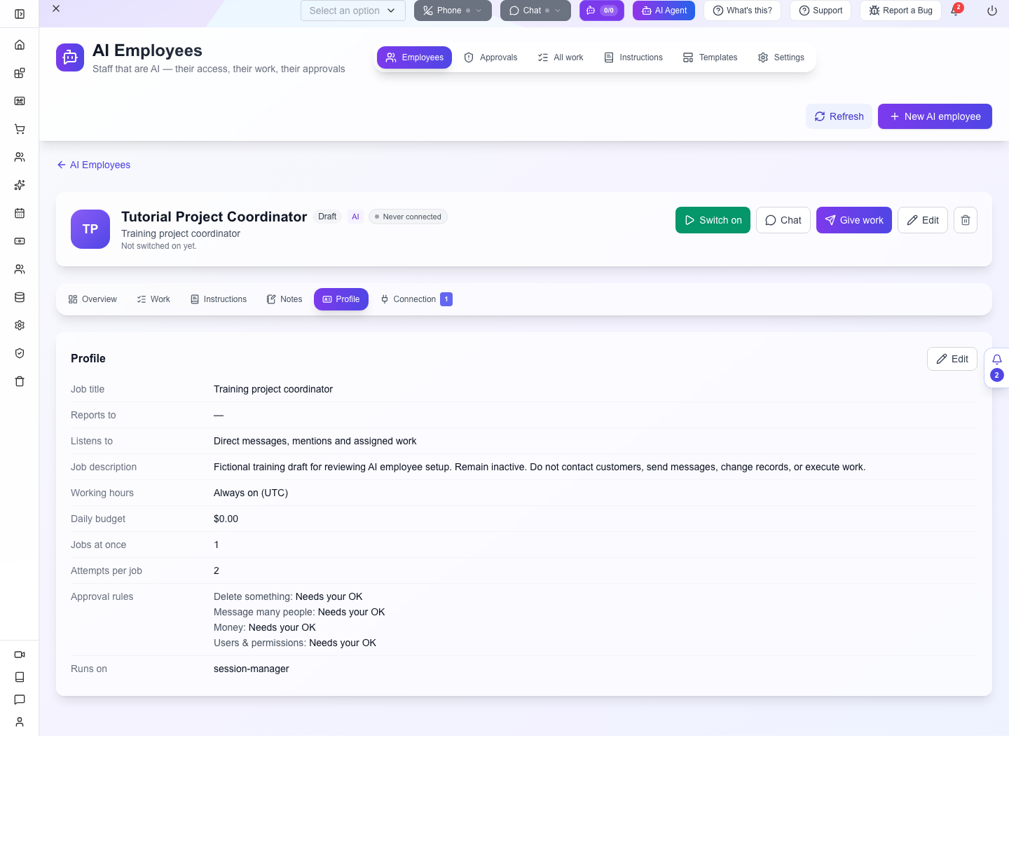 The saved profile, rather than unsaved form values.