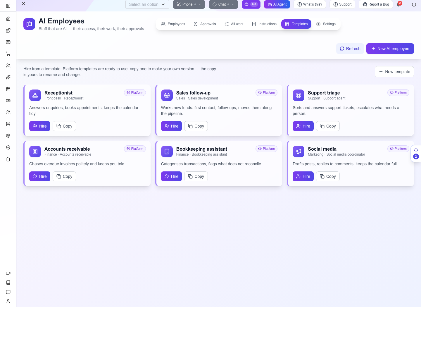 The actual platform role templates.