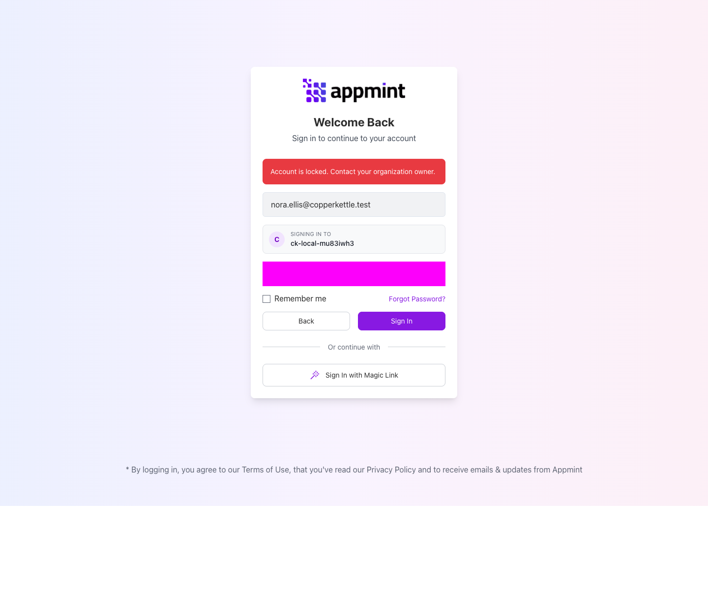 A fresh normal password sign-in is refused while the account is locked.