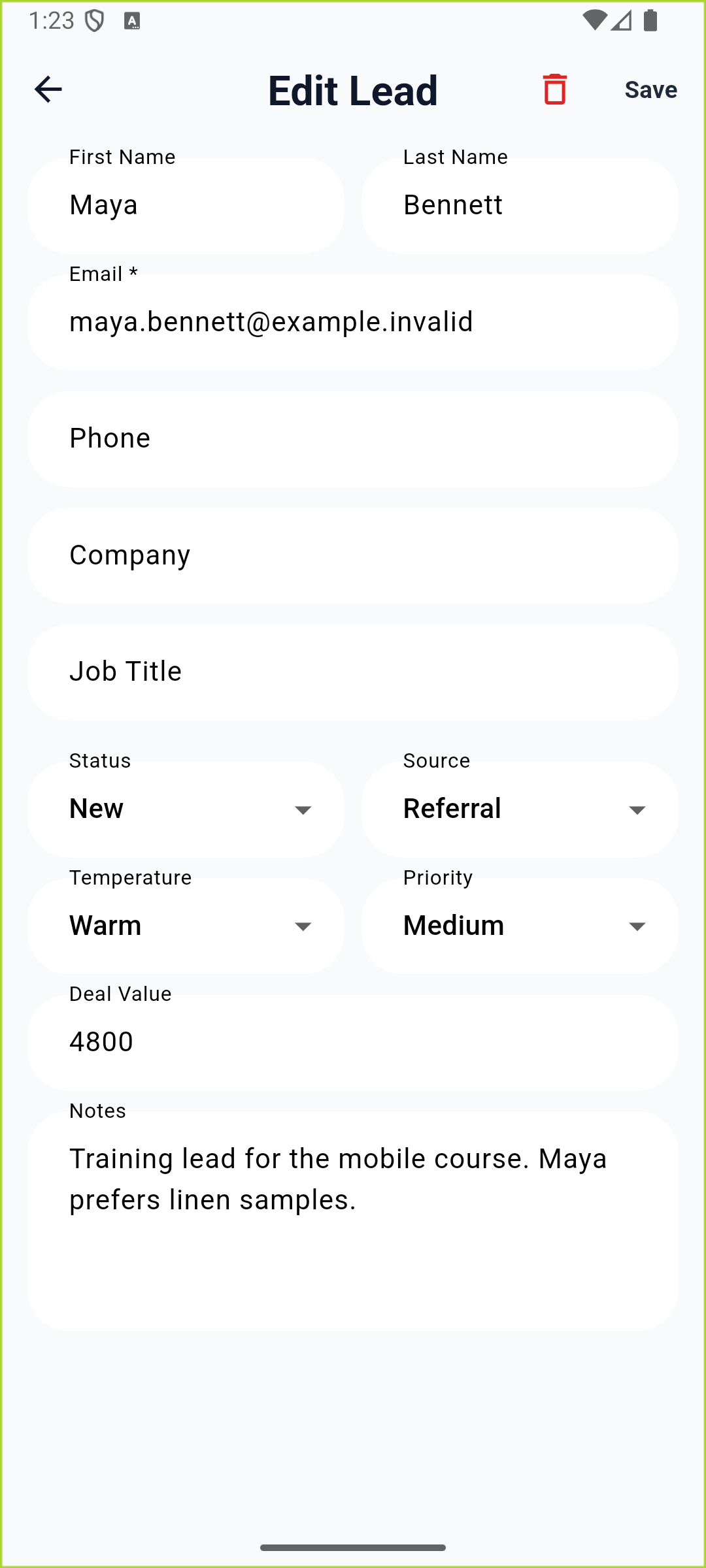 Reopened Notes after a real local Android save