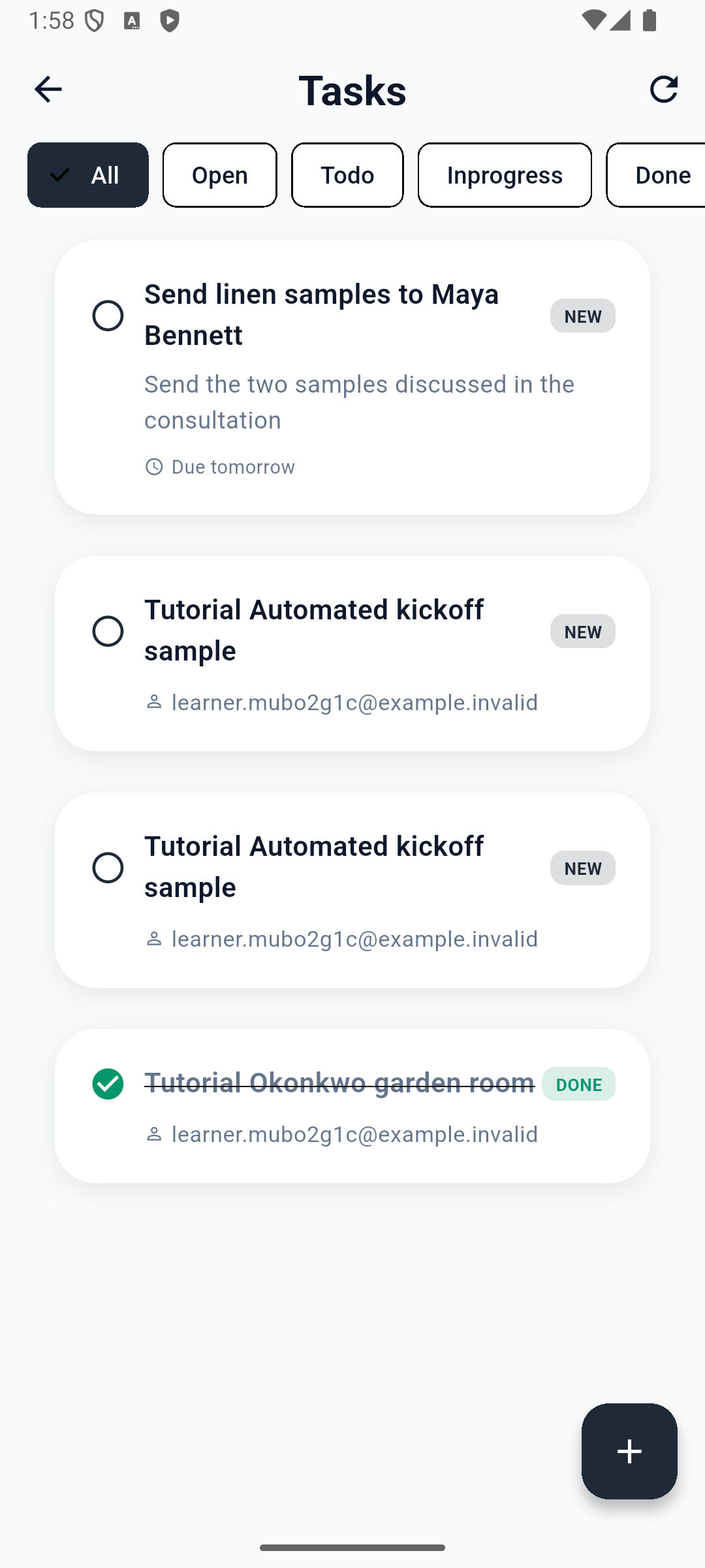 Saved task with its corrected relative due date