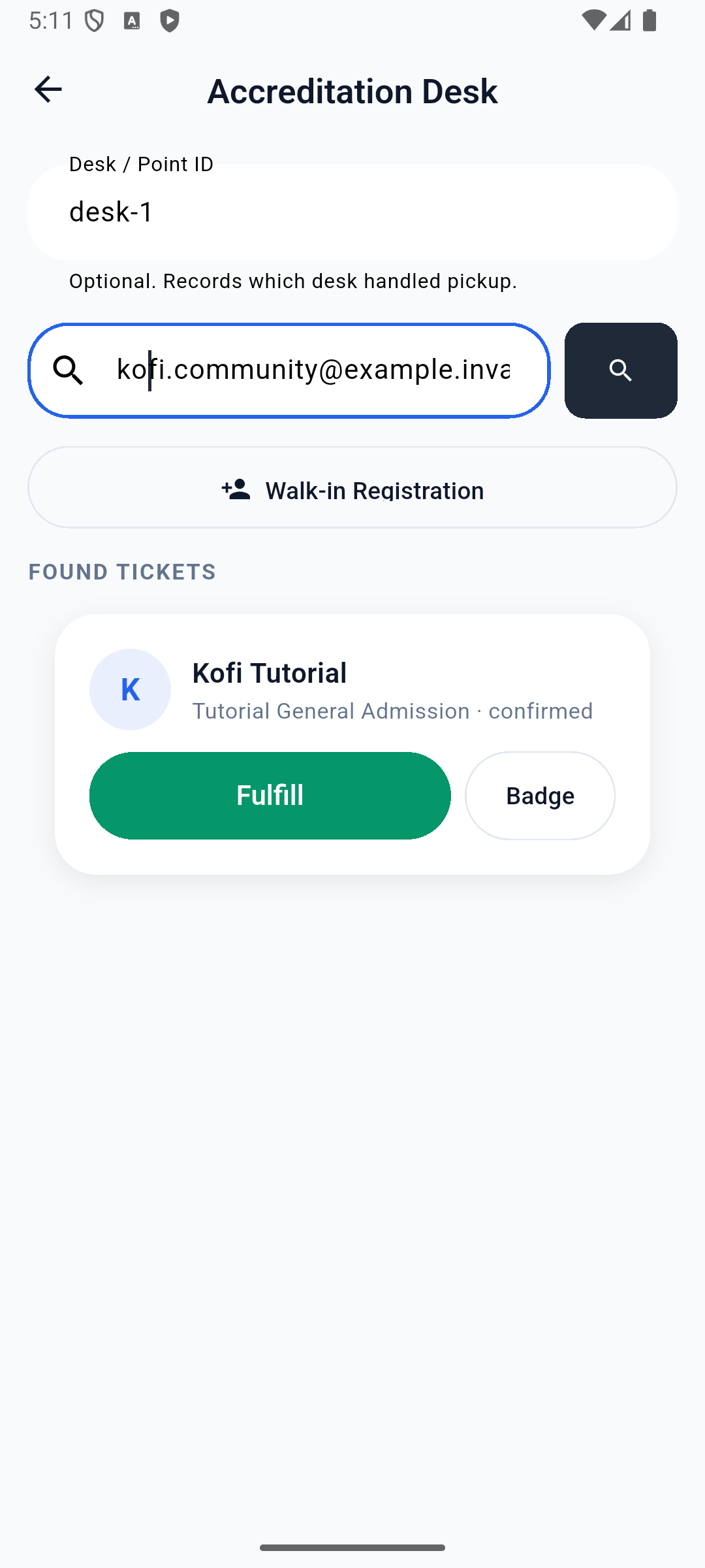Kofi found with desk-1 selected