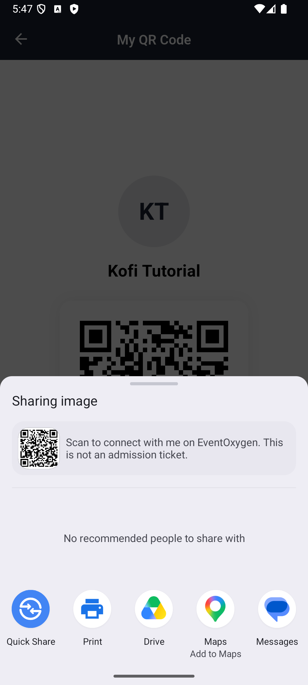 Android opens the image chooser for the attendee profile QR