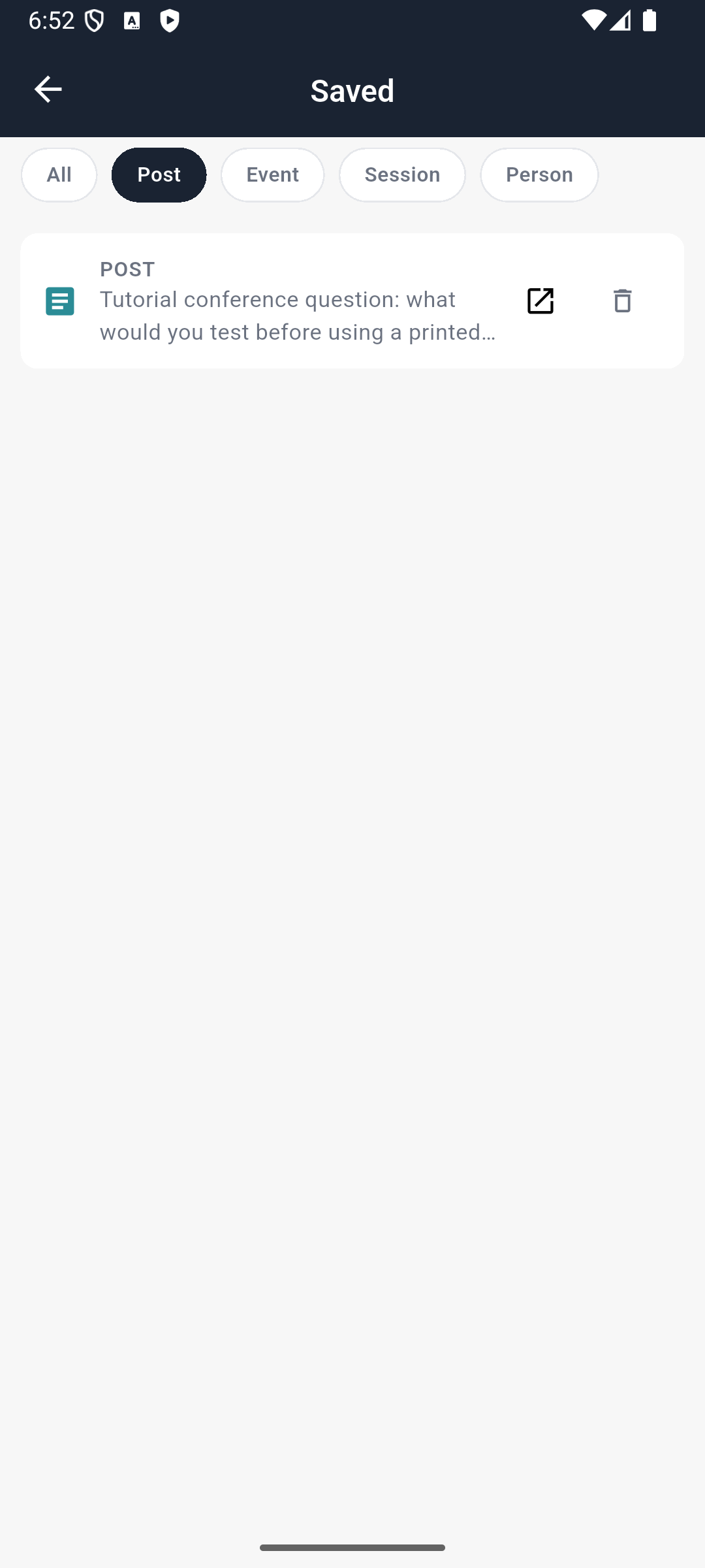 The saved entry now identifies the practice question