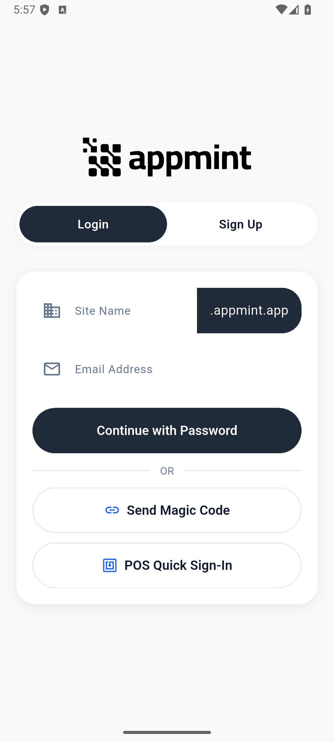 Public Android 1.0.2+9: Site Name and Email Address on first launch