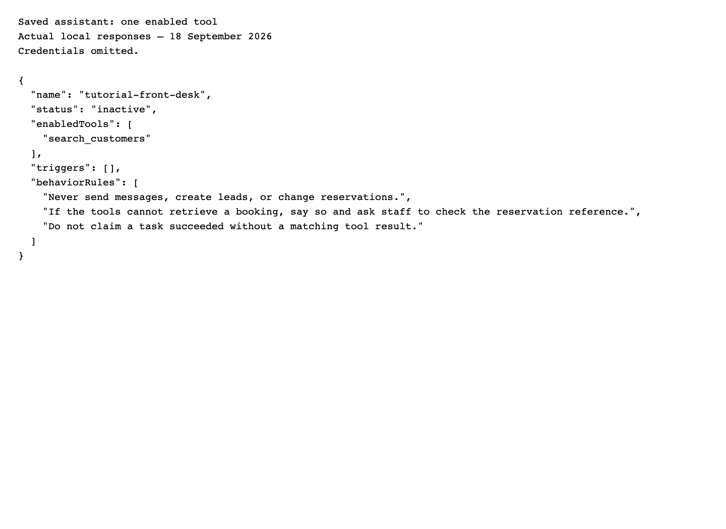 Sanitized excerpt of the actual saved settings.