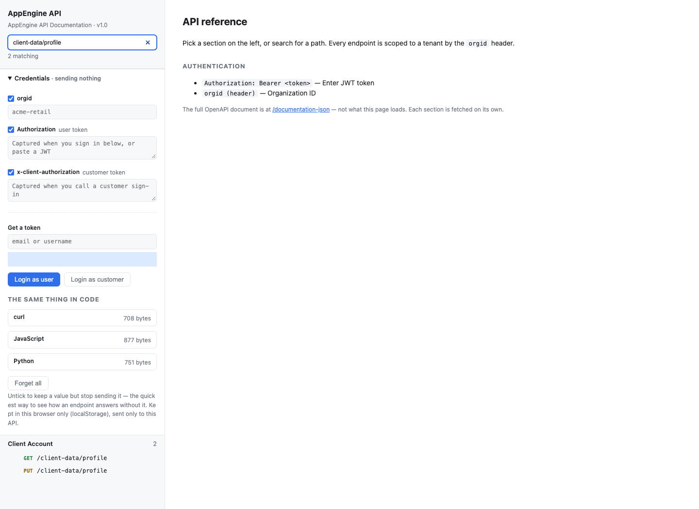 The two profile operations in the live reference.