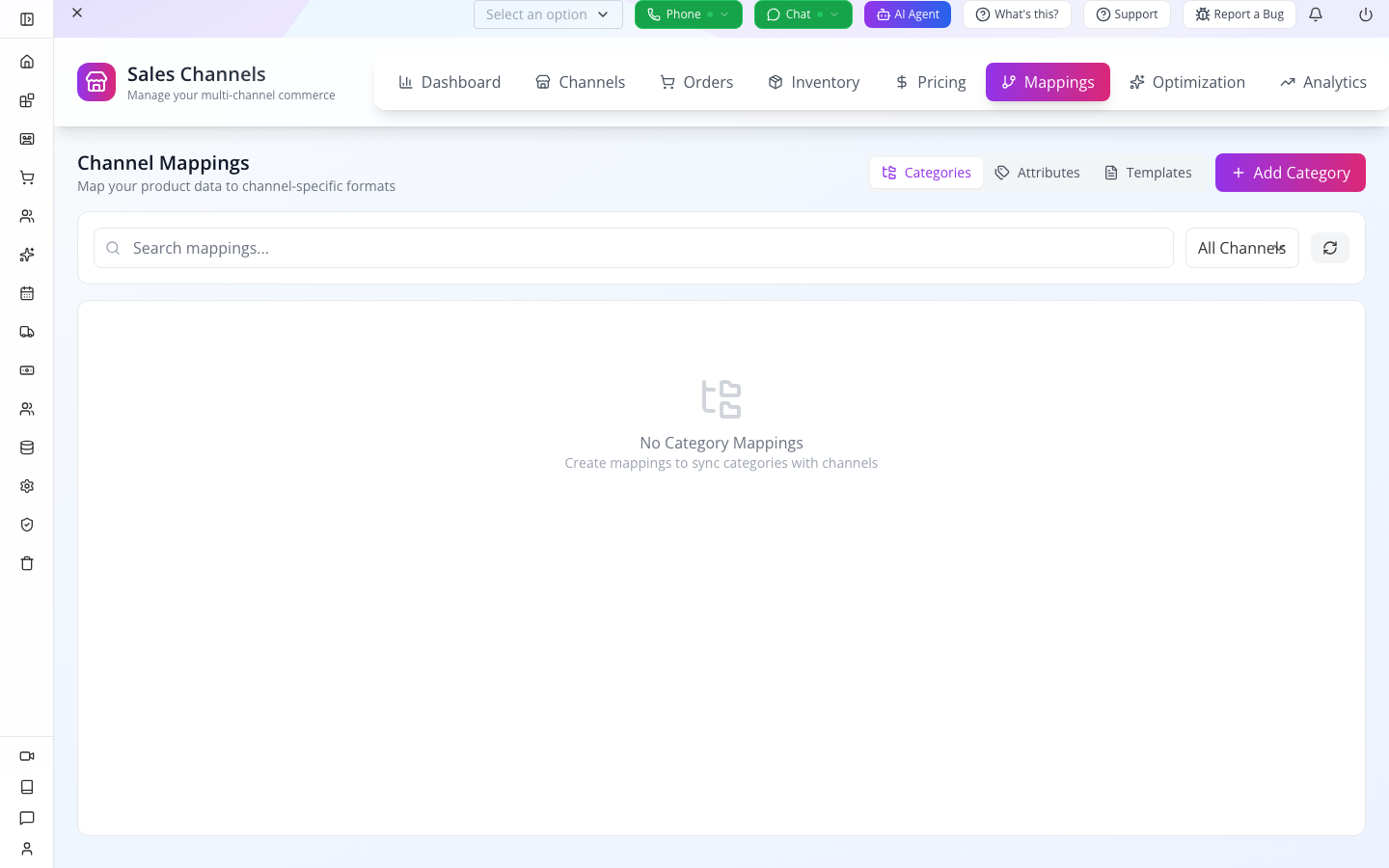Mappings contains category, attribute and template tools