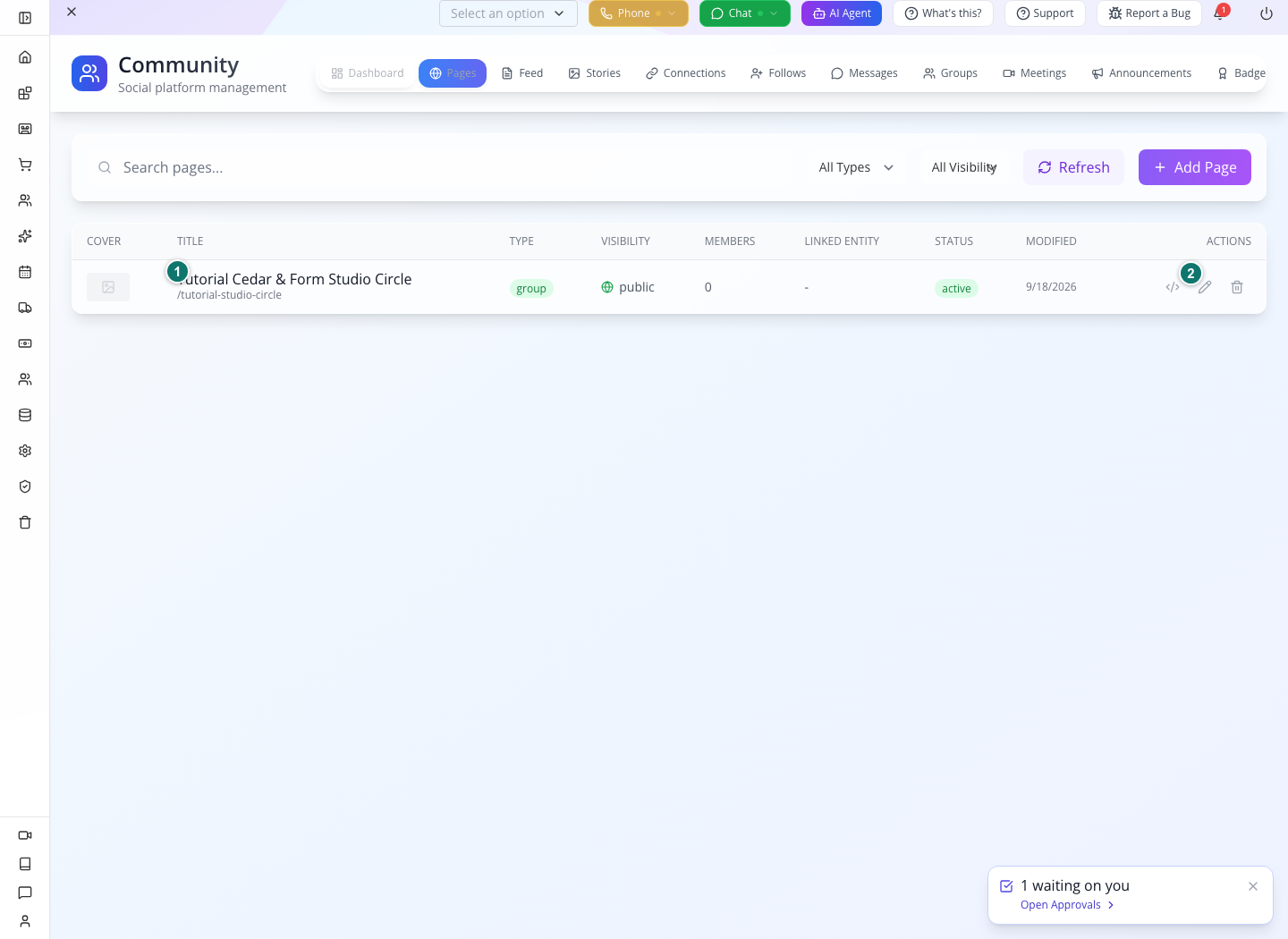 Saved community page after reload