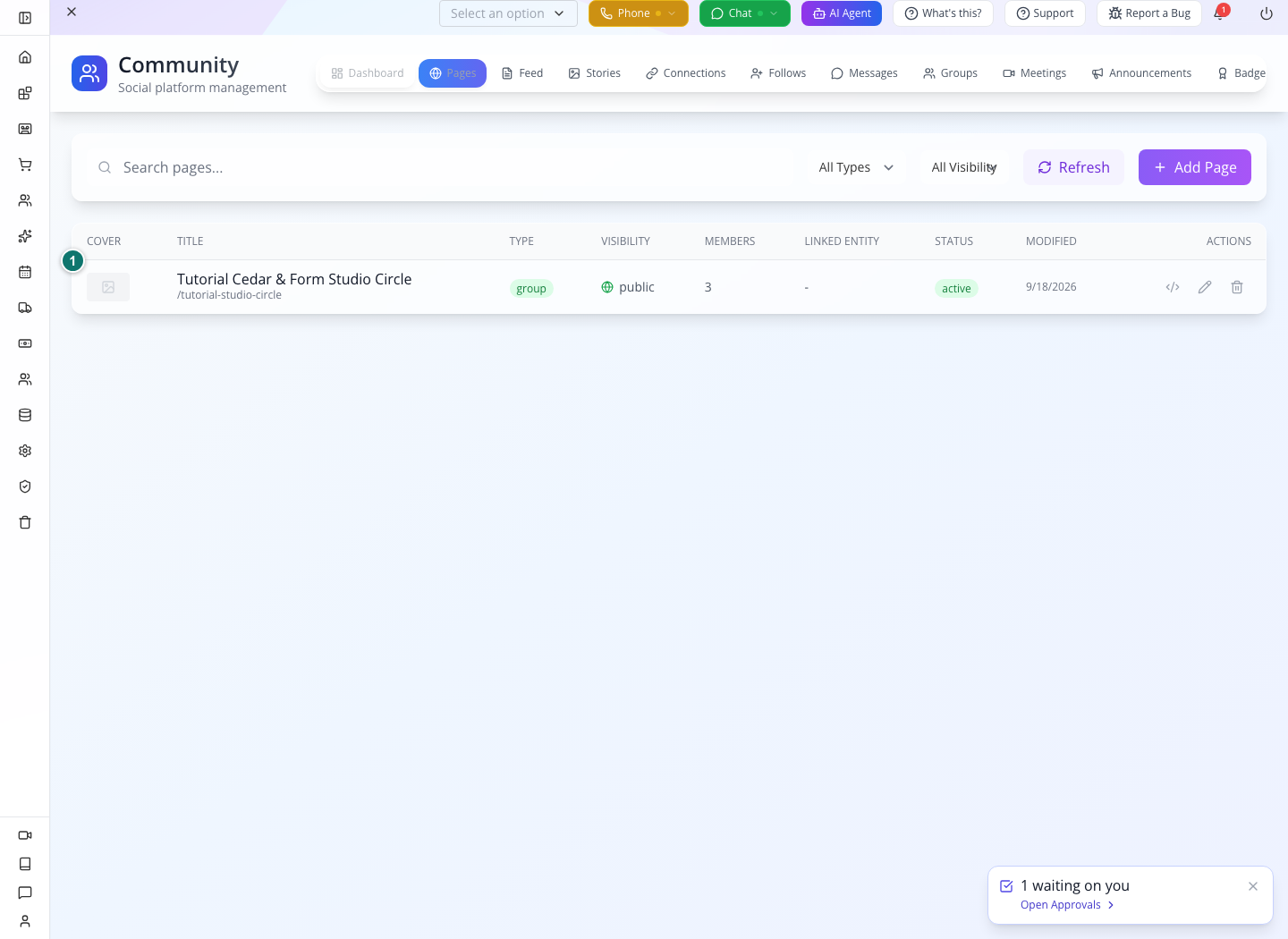 Three joined members displayed on the community page