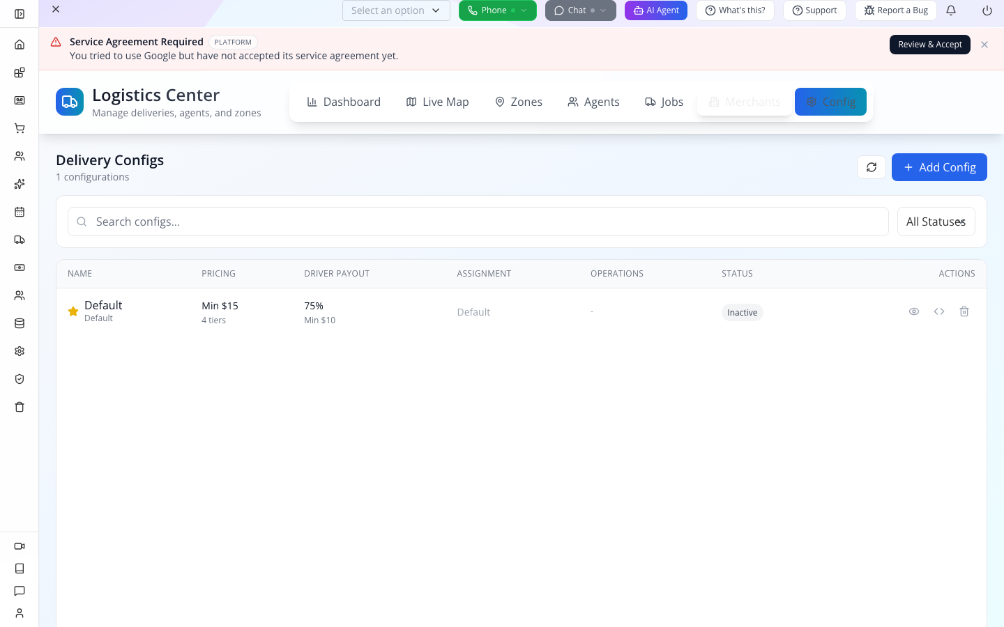 Default delivery configuration created by the quote path