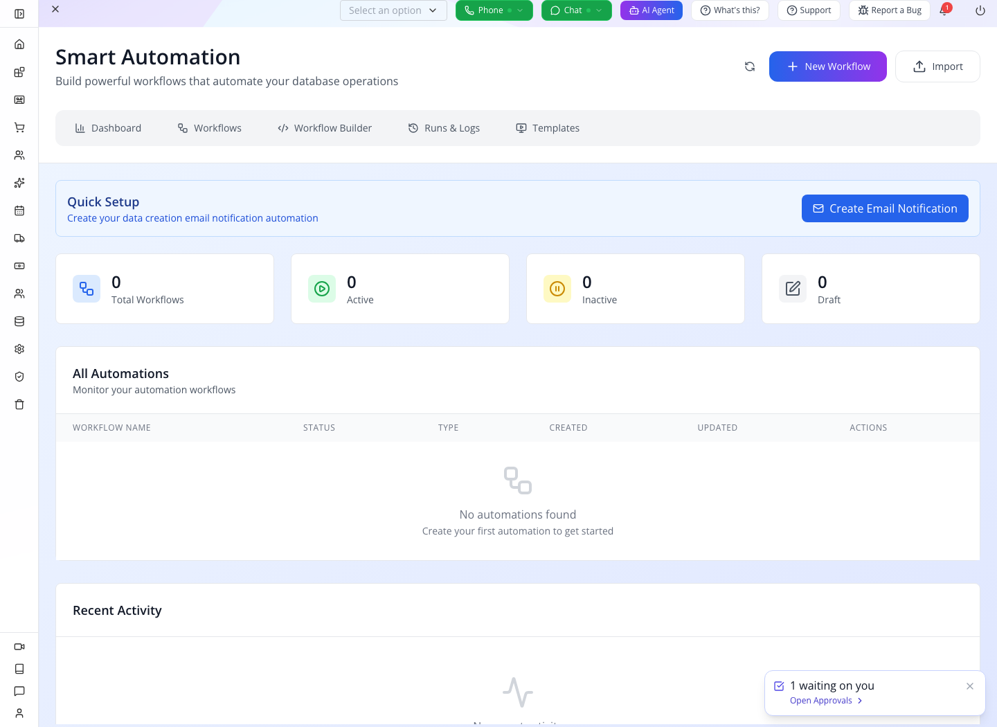 Smart Automation's management views.
