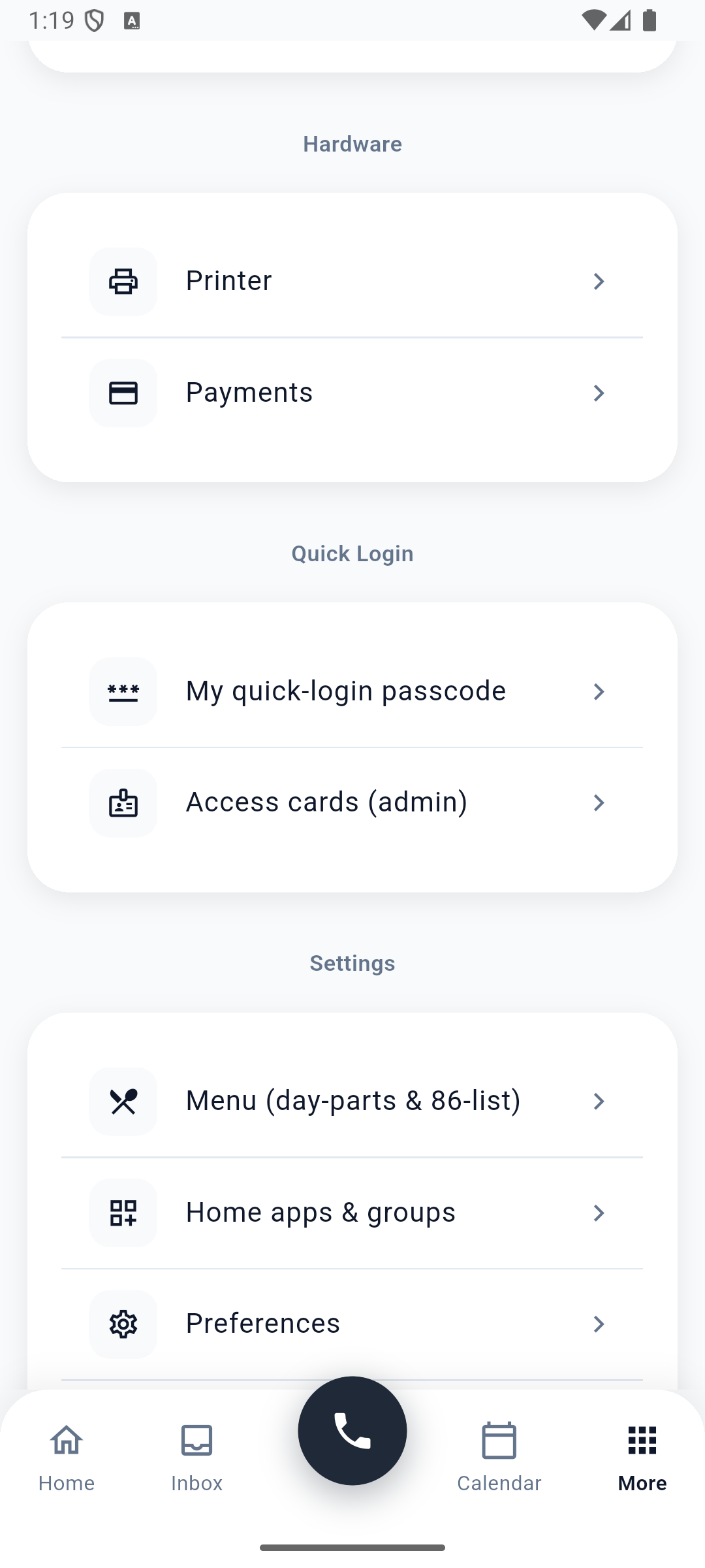 More scrolled to Home apps & groups