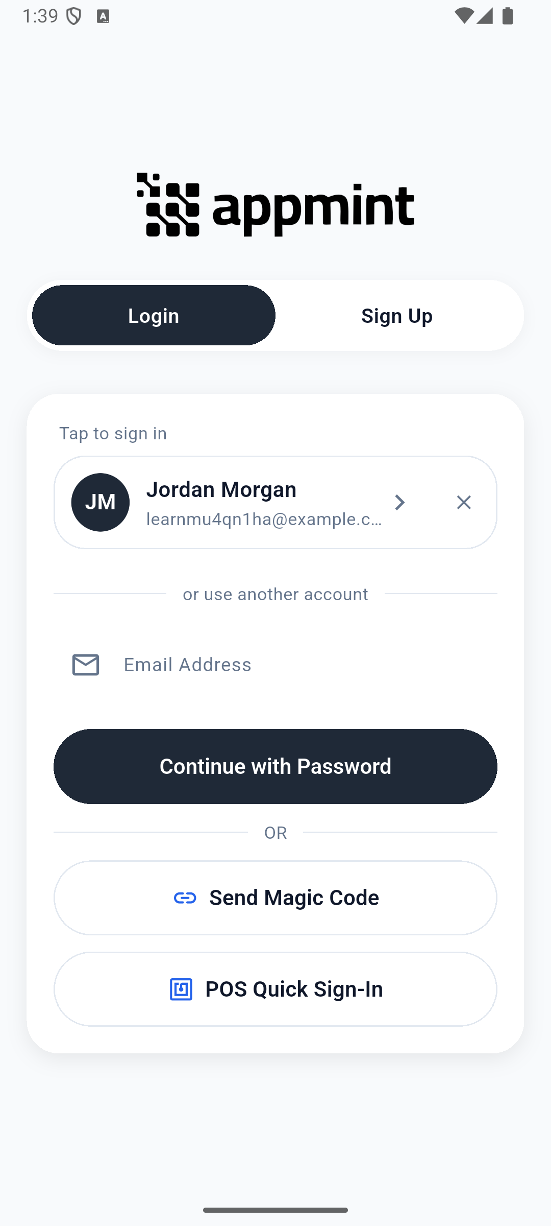 Login after signing out, with the remembered account