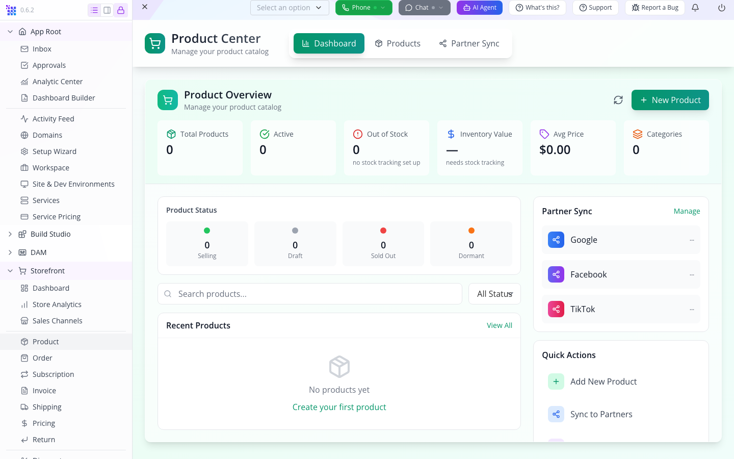 Product Center, the entry point for the catalogue