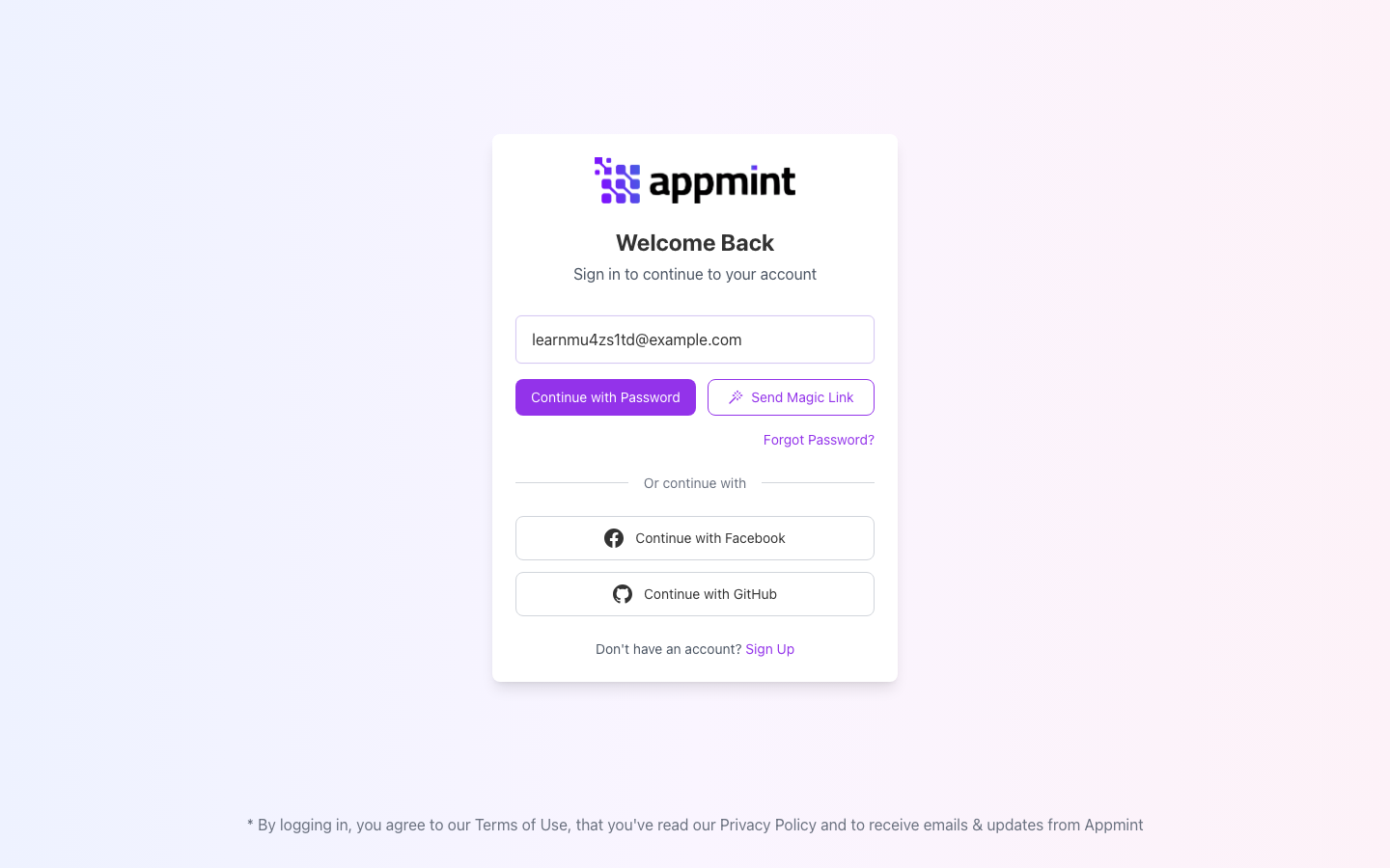 Earlier production email step on return sign-in