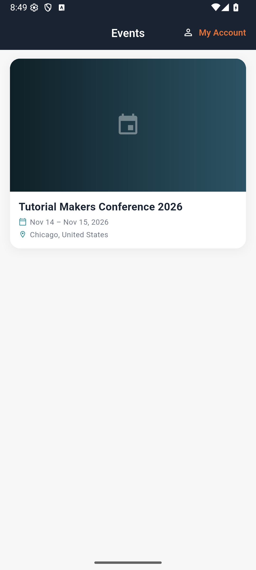 Signed-out event list with My Account