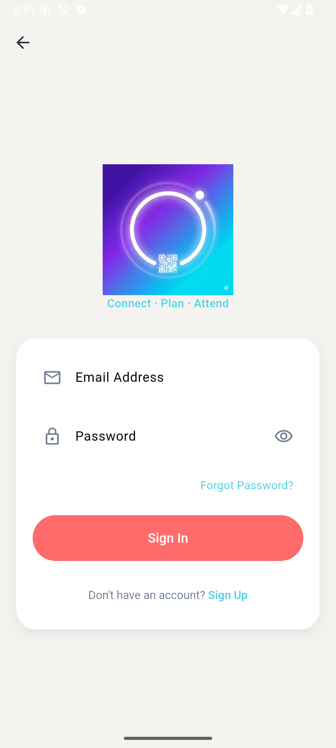 The immediate post-signup sign-in screen