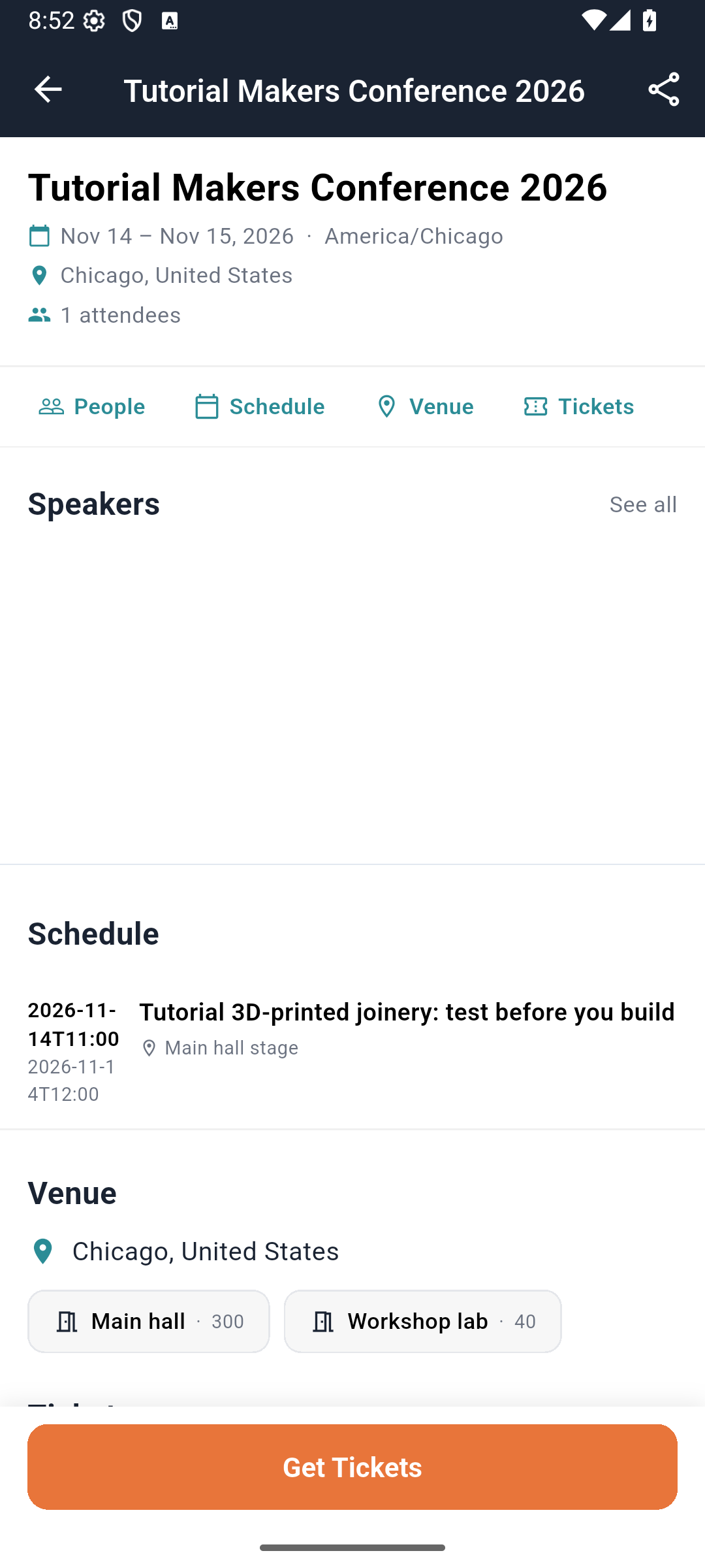 Conference detail before registration
