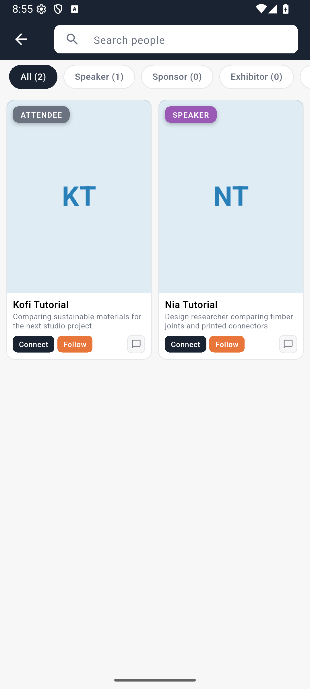 People directory with Kofi and Nia
