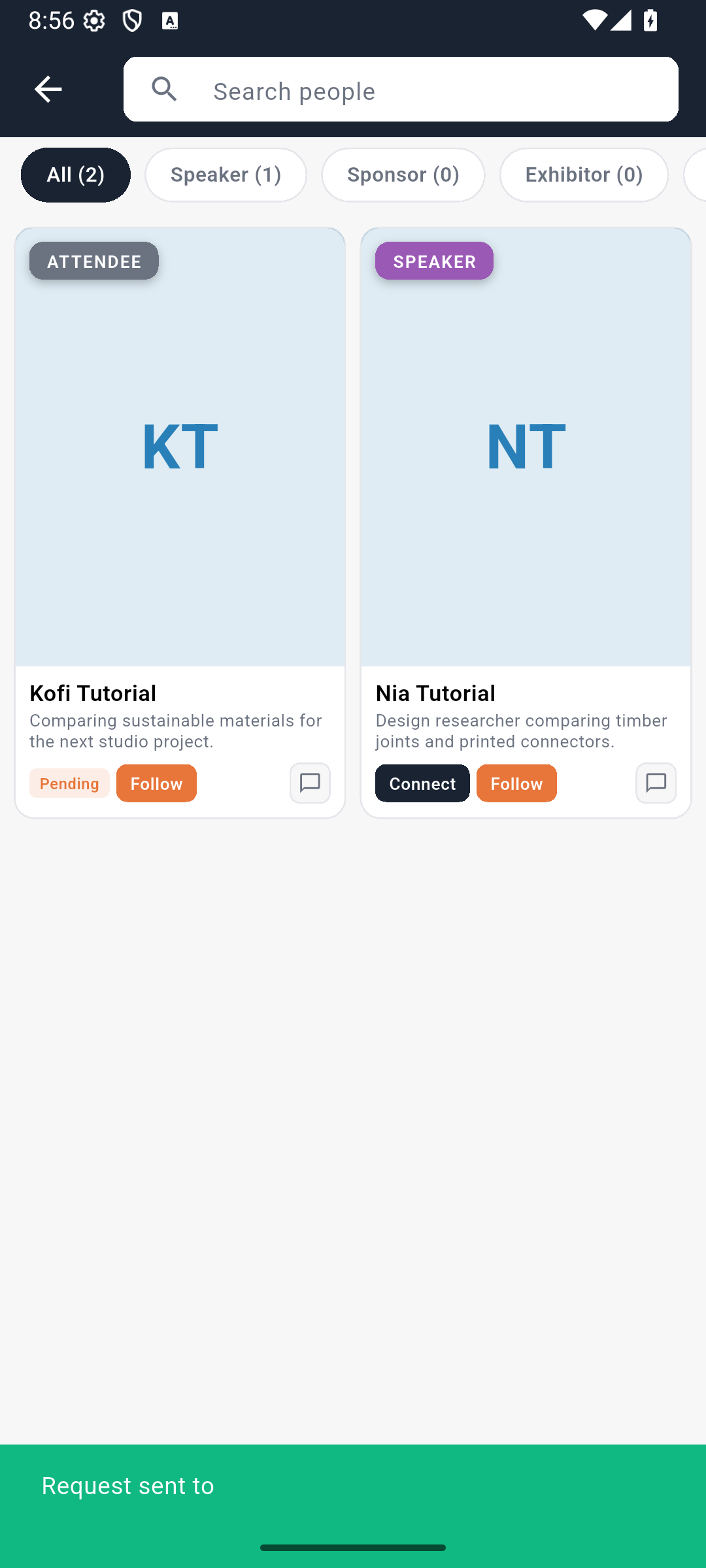 Request sent and pending