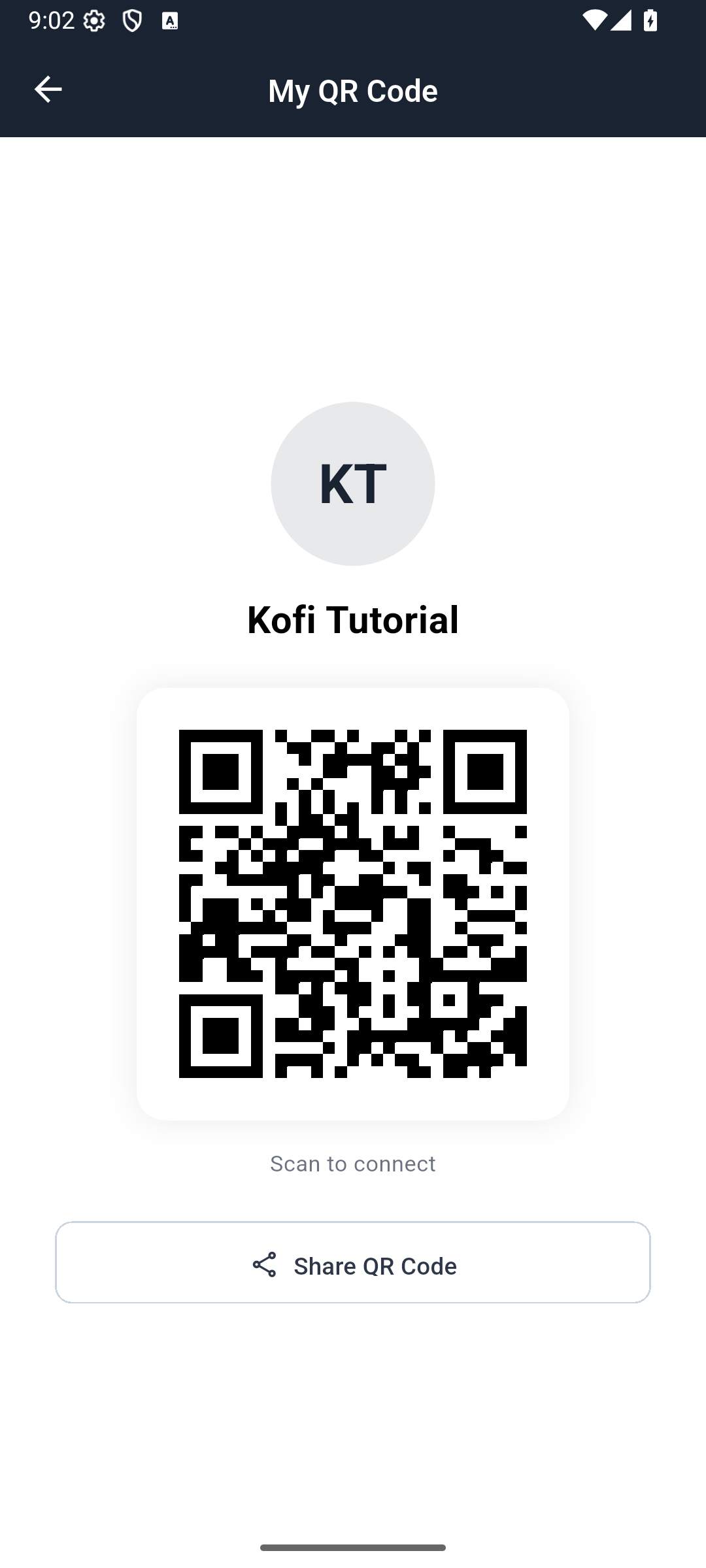 The profile QR is for connecting, not admission