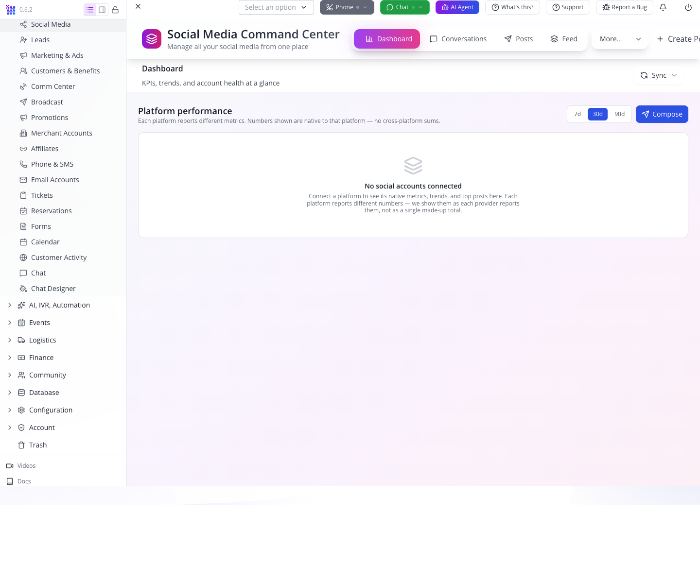 Social Media Command Center before connecting any accounts.