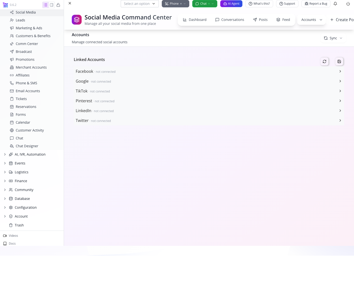 Linked Accounts shows the providers are not connected.