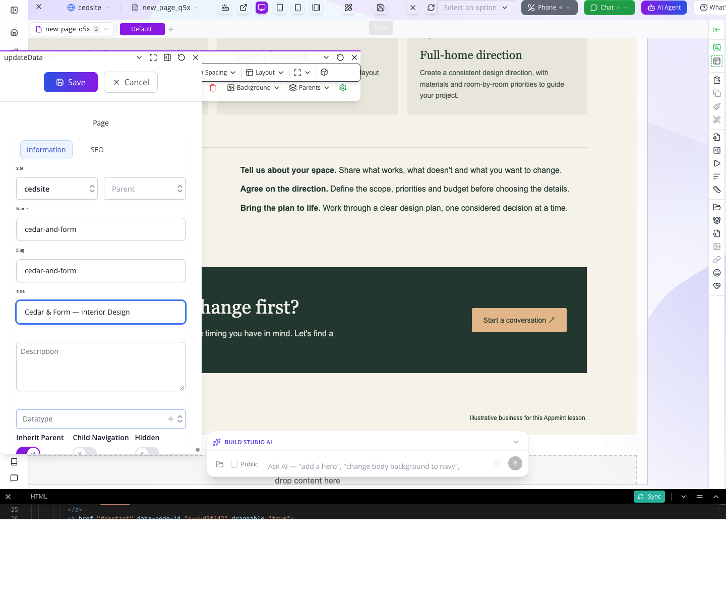 The first save collects the page's identity and address fields.