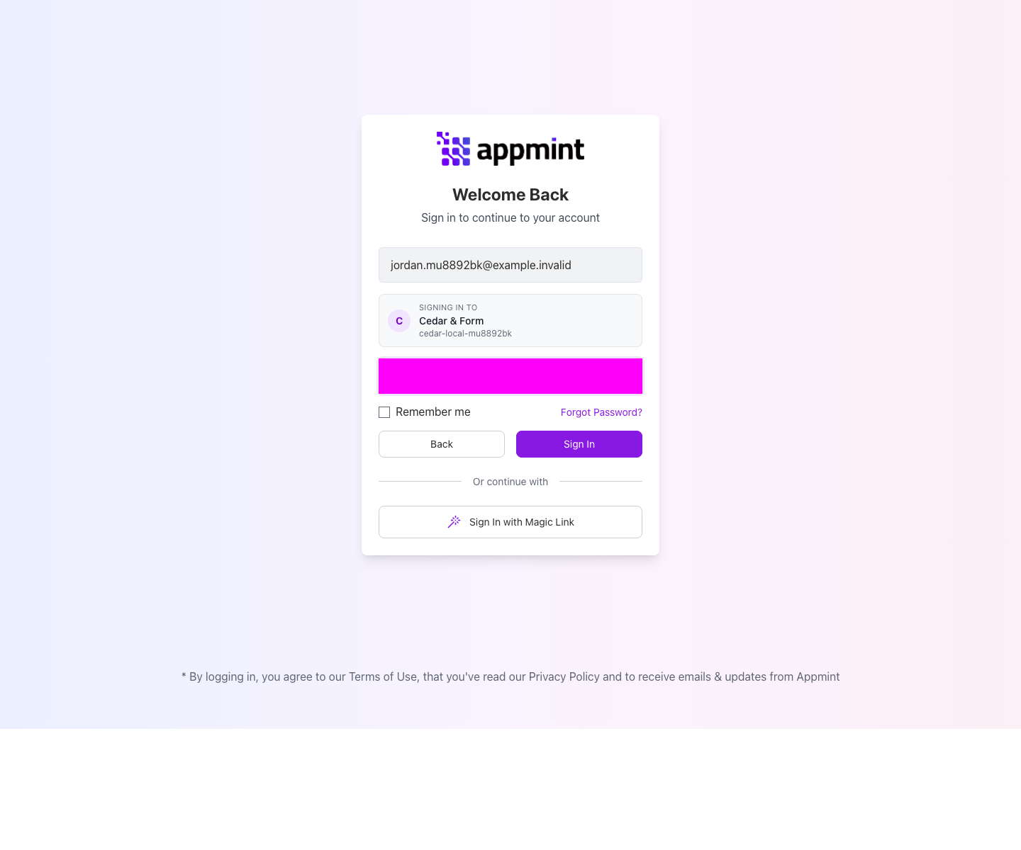 Company ID and masked password